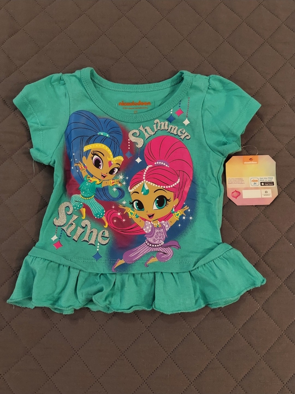 Nickelodeon Teal Shimmer & Shine Girls Ruffle Tee with Character Graphics